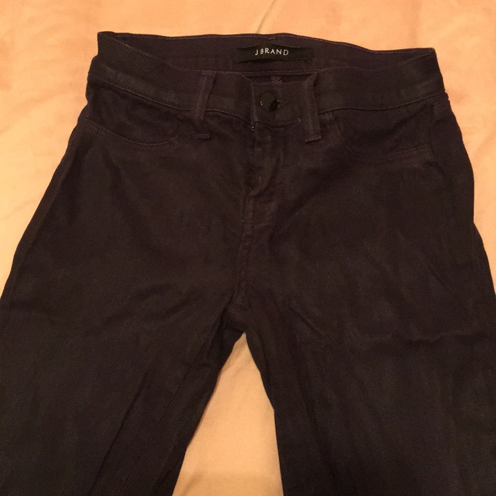 J Brand purple coated denim stretch skinny jeans
